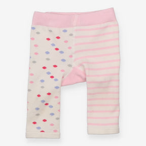 Leggings knit pink white stripe and spot legs mous