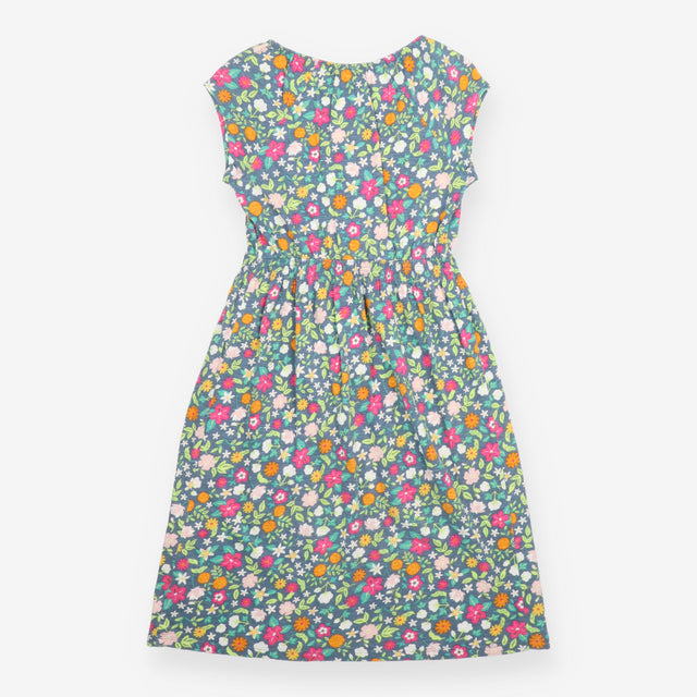 Teal Blue Tropical Hibiscus Floral Nursing Midi Dr