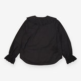 Cotton Blouse Black Embroidered Statement Collar