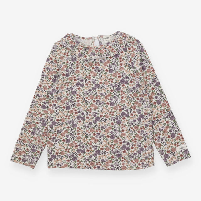 T-Shirt Long Sleeved Collared Purple/Pink Floral