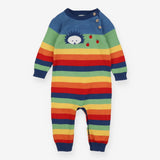 Happy hedgehog rainbow knit romper