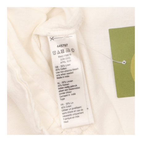 Top Sleeveless V Neck Linen Blend White Embroidere