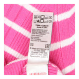 Striped Ribbed Sweater – Pink/White, Short Sleeve 