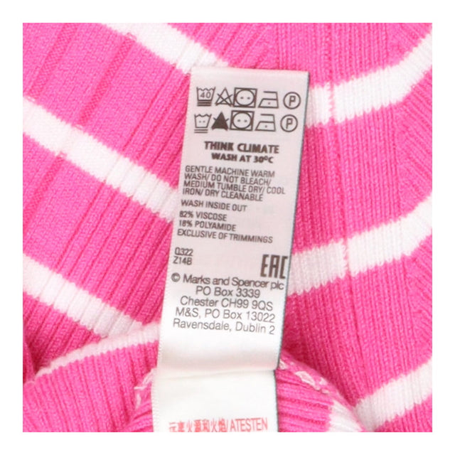 Striped Ribbed Sweater – Pink/White, Short Sleeve 