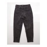 Jeans Mom High Waisted Tapered Black Washed Short 