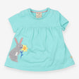 Tunic Teal Bunny with Flower Applique