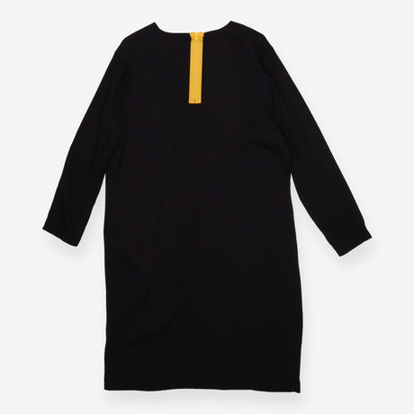 Jaeger Black A‑Line Dress with Yellow Back Zip