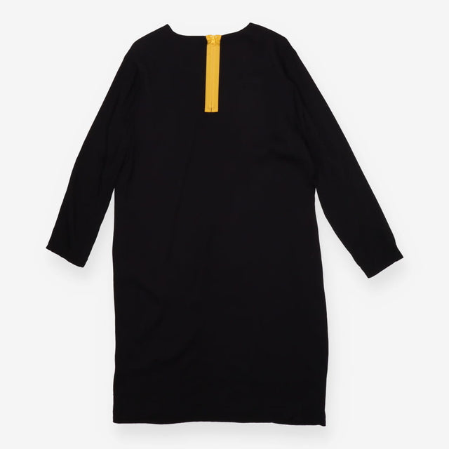 Jaeger Black A‑Line Dress with Yellow Back Zip
