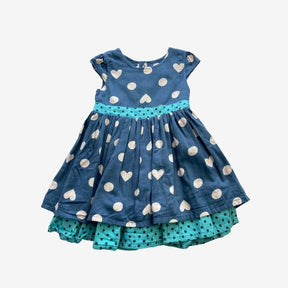 Blue Spot and Heart Woven Dress