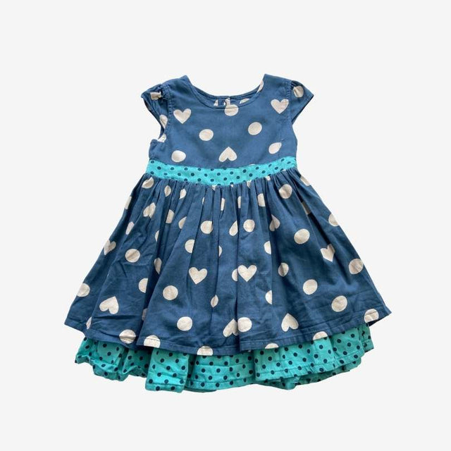 Blue Spot and Heart Woven Dress