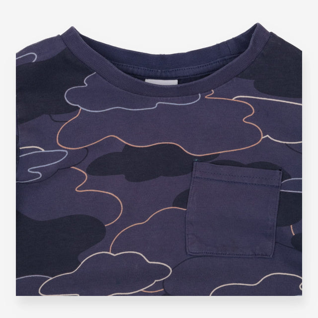 T-shirt long sleeve dark blue cloud outlines