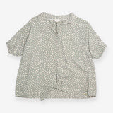 Sage Green Polka Dot Short Sleeve Tie Front