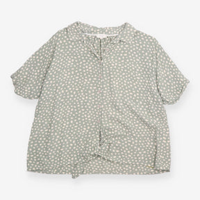 Sage Green Polka Dot Short Sleeve Tie Front