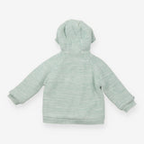 Green zip up fleece lined jacket with penguins