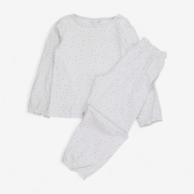 Pyjamas Top & Bottoms White with Hearts