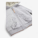 Zip up grey hoodie gold glitter zip frill pockets 