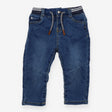 Denim pull on jeans with tie waist