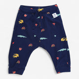 Joggers navy blue tie waist with crocodiles