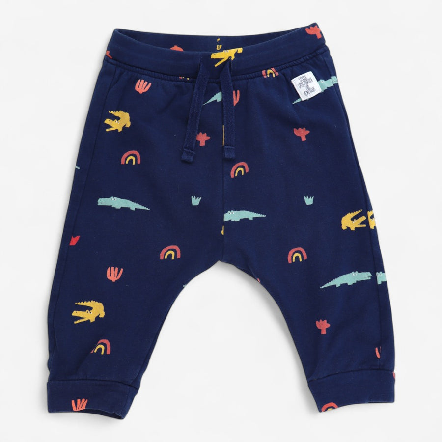 Joggers navy blue tie waist with crocodiles