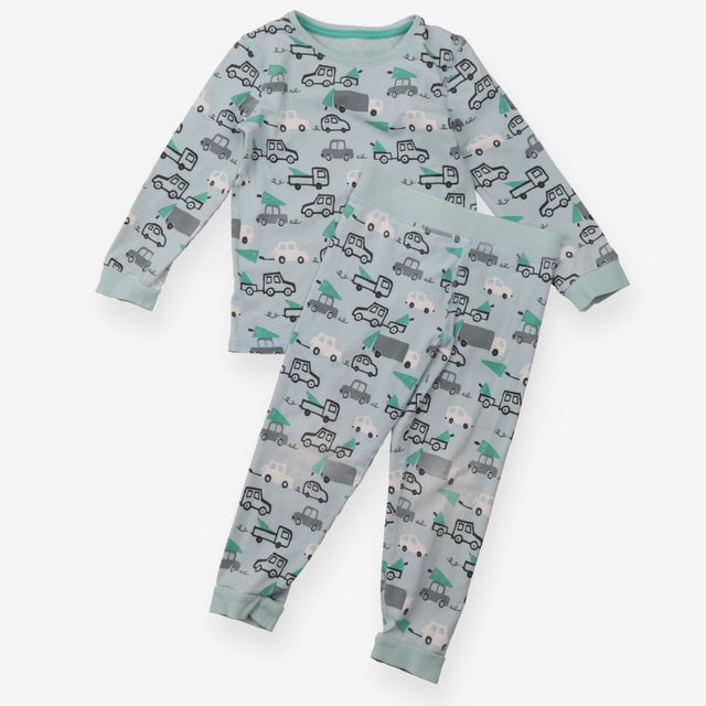 Pyjamas blue vehicles trees