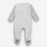 Sleepsuit White Grey Stripe Panda