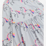 Long Sleeve Jersey Dress Blue with Rainbow Unicorn