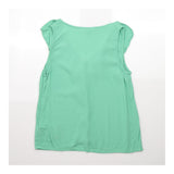 Green Sleeveless Ruffle Front Blouse