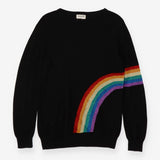 Black knit glitter rainbow crew neck sweater