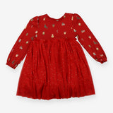Dress Long Sleeved Red Christmas Sparkle Spots Twi