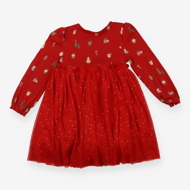 Dress Long Sleeved Red Christmas Sparkle Spots Twi