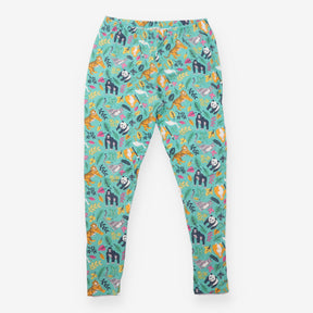 Leggings Turquoise Green Organic Cotton Jungle Pri