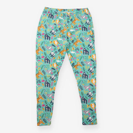 Leggings Turquoise Green Organic Cotton Jungle Pri