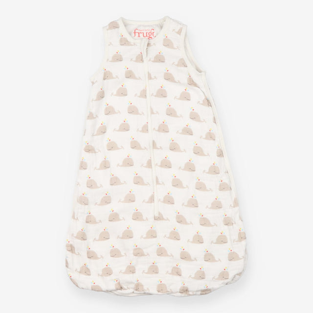 Sleeping bag white with whale print 1Tog