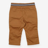 Brown chino trousers with navy stripes