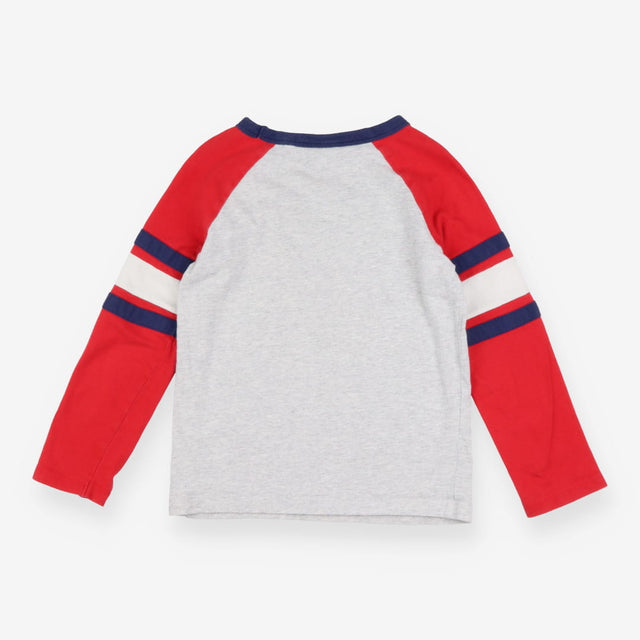 T-shirt grey raglan with red sleeves