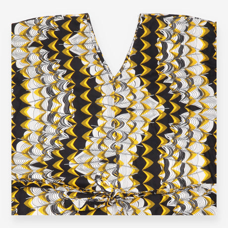 Black Yellow White Abstract Print Dress