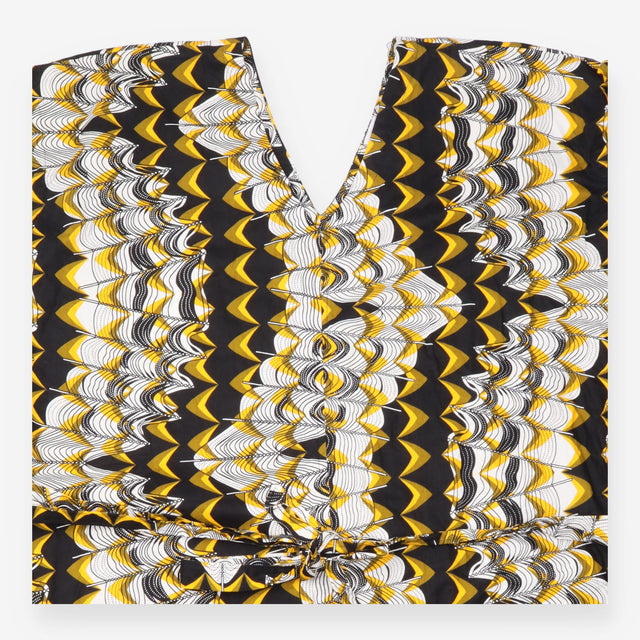 Black Yellow White Abstract Print Dress