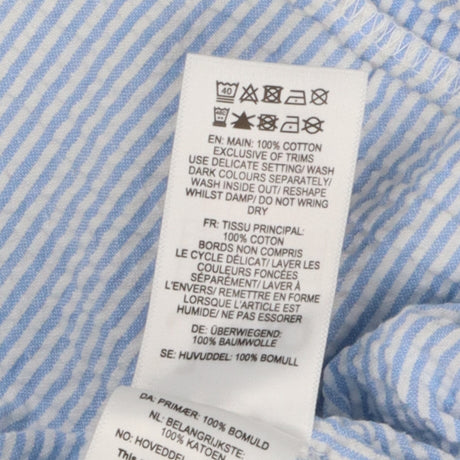 Tunic Blue Stripe Seersucker Embroidered Sleeves M