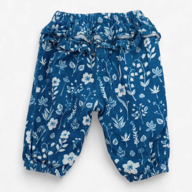 Blue Floral Cord Trousers