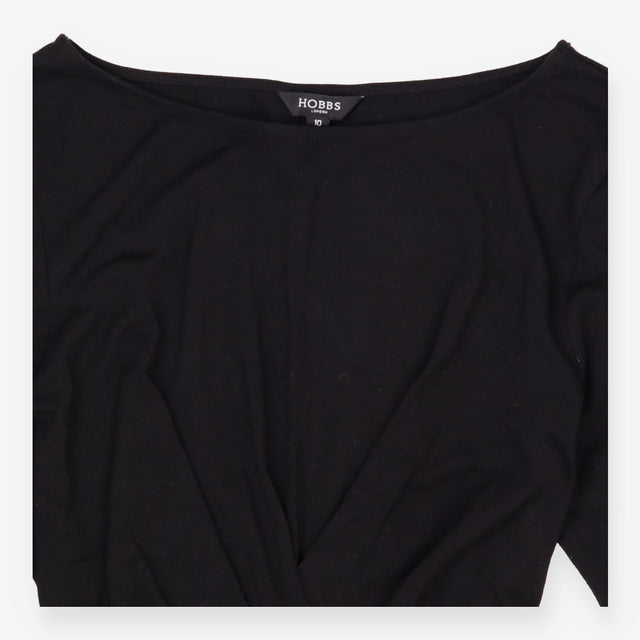 Black Jersey  Wrapover Midi Dress Long Sleeve 