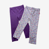 Solid Purple and Ditsy Leggings 2 pcs