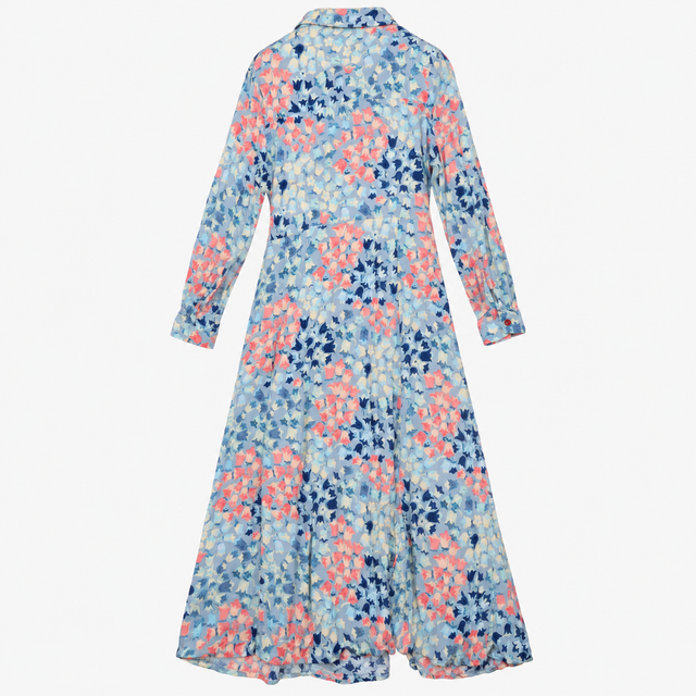 Shirt Dress Floral Long Sleeve Viscose Button Fron