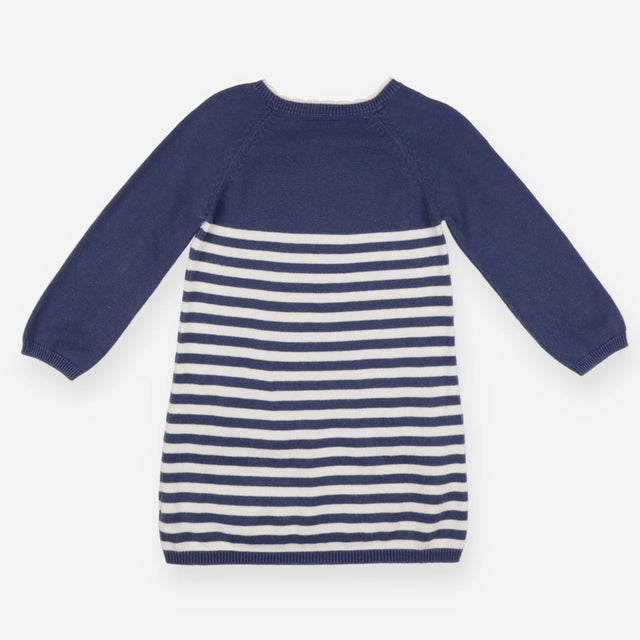 Dress Knit Blue Striped with Heart Pockets