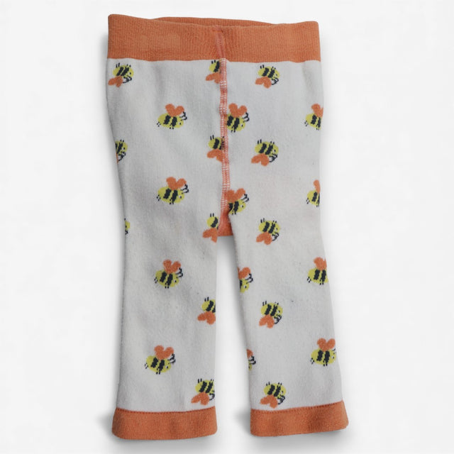 Leggings Knit White Orange Bumble Bee