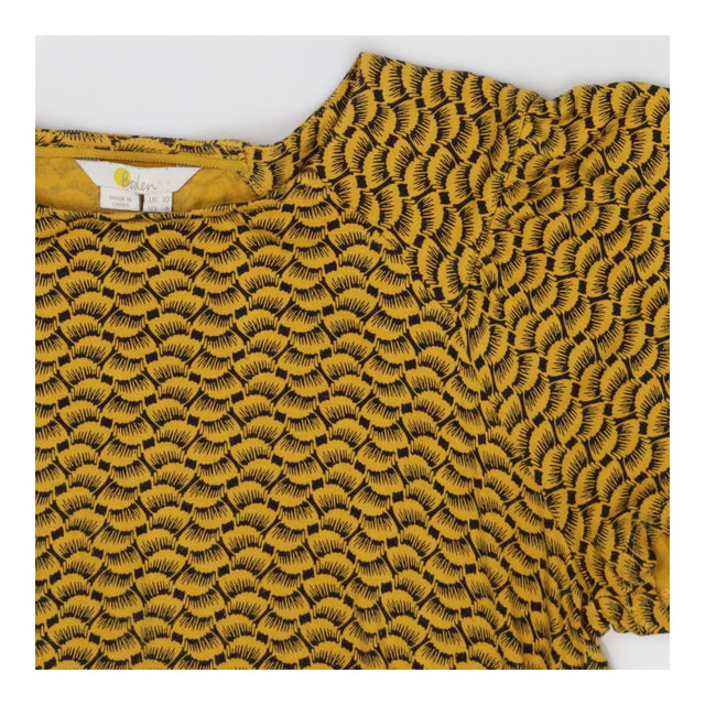 Short Sleeve Jersey Top – Mustard & Blue Fan Print