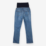 Blue Over-Bump Maternity Jeans With Distressed Kne