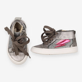 Trainers High Tops Silver Pink Lighting