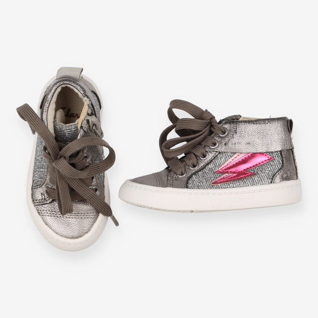 Trainers High Tops Silver Pink Lighting