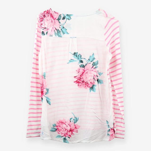 Pink Stripe Floral Back Long Sleeve Top Cotton Bre