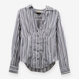 Paul Smith Grey and White Striped Long Sleeve Cors